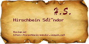 Hirschbein Sándor névjegykártya